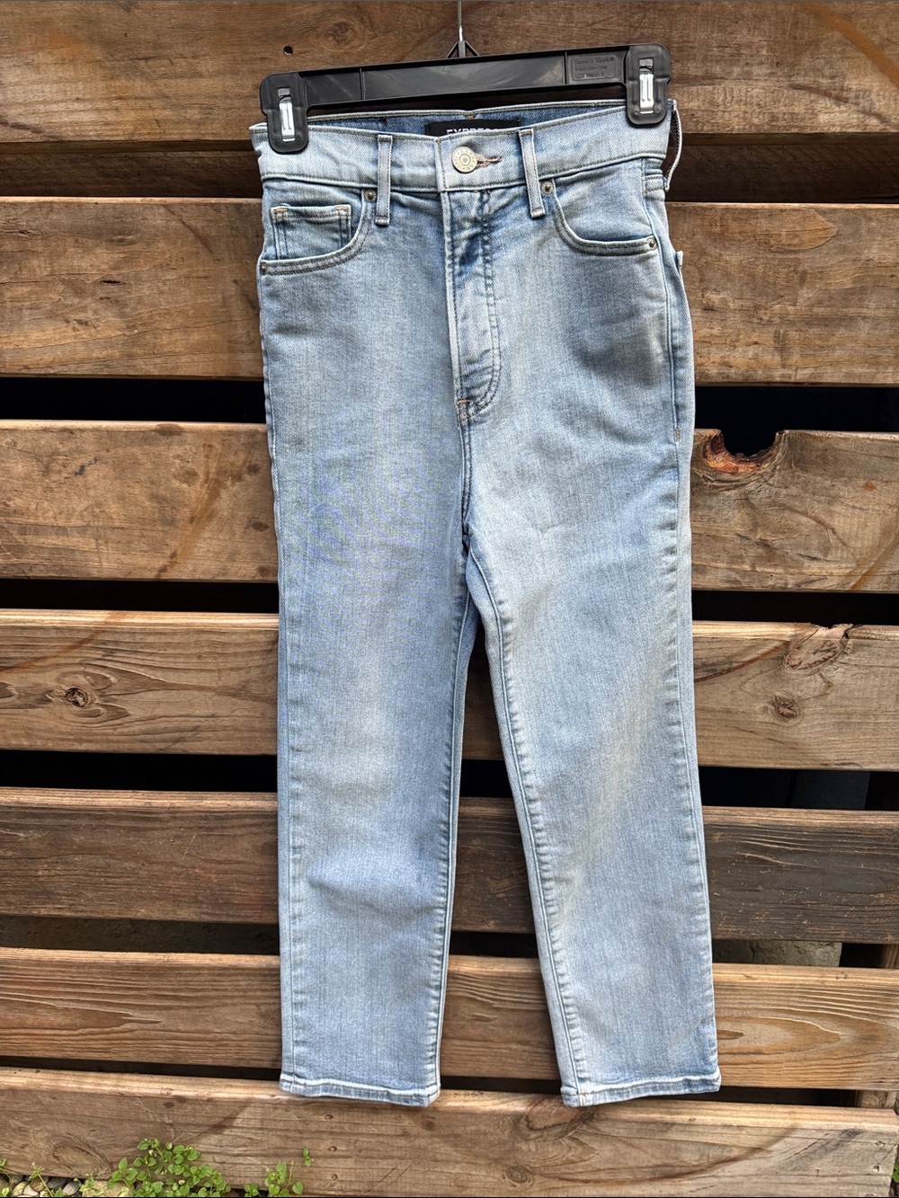 Express Light Blue High-Rise Jeans - Straight Leg